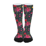 Roses Floral Flower Pattern Print Long Socks
