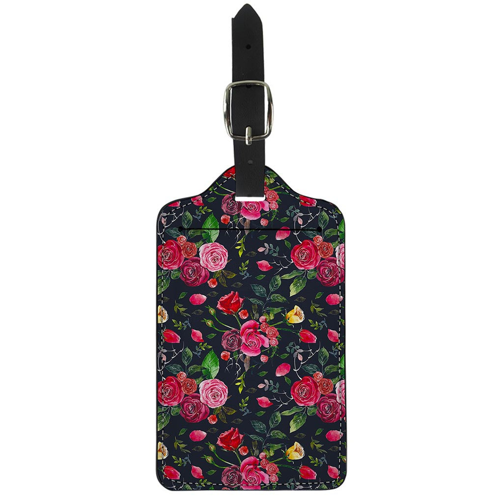 Roses Floral Flower Pattern Print Luggage Tag