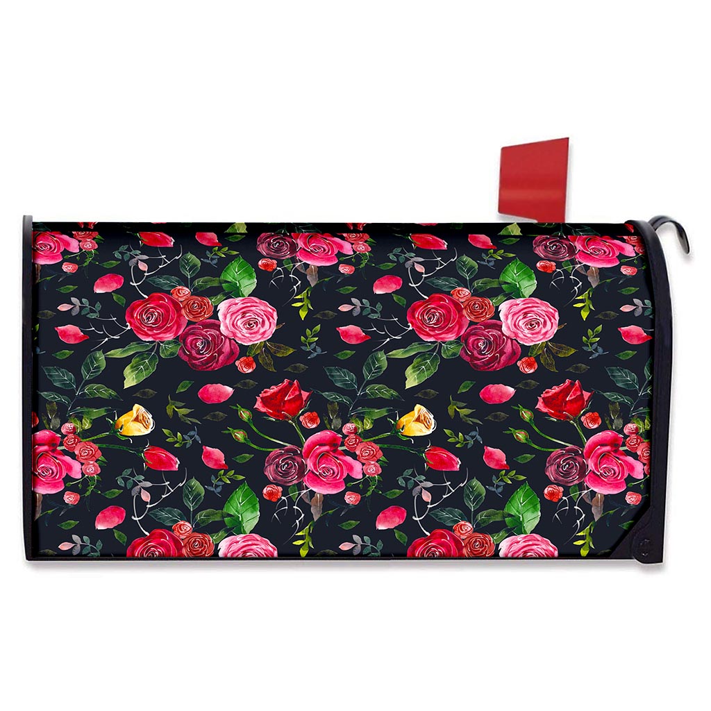 Roses Floral Flower Pattern Print Mailbox Cover