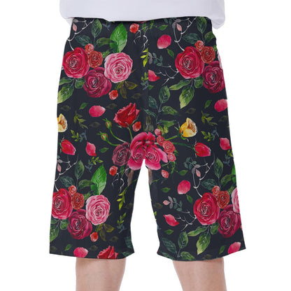 Roses Floral Flower Pattern Print Men's Beach Shorts