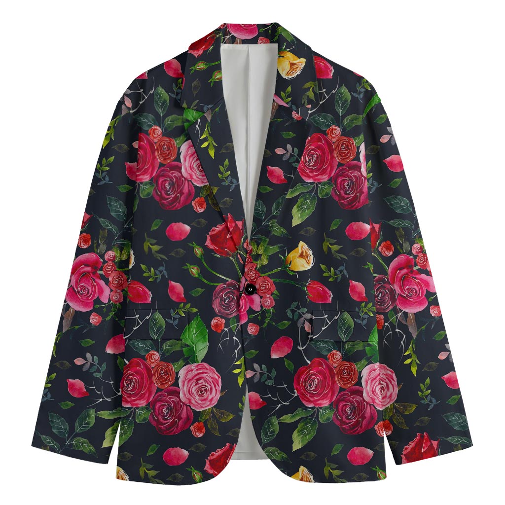 Roses Floral Flower Pattern Print Men's Blazer