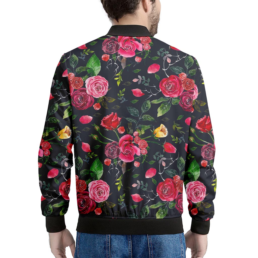 Roses Floral Flower Pattern Print Men's Bomber Jacket