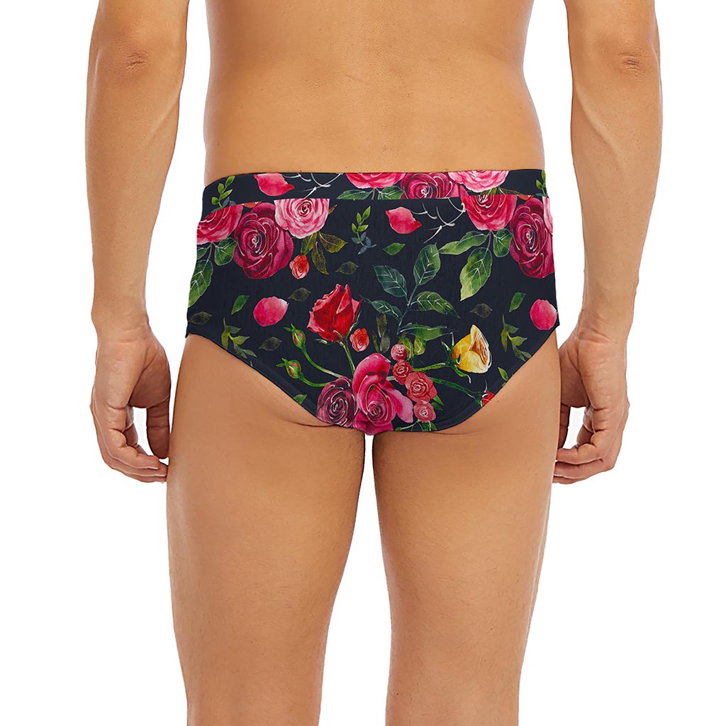 Roses Floral Flower Pattern Print Men's Briefs