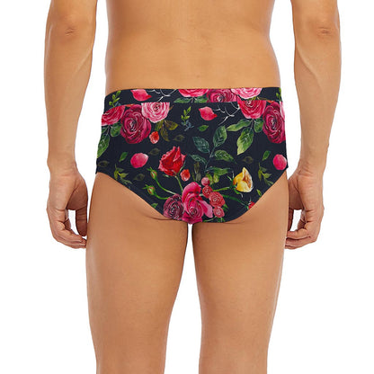 Roses Floral Flower Pattern Print Men's Briefs