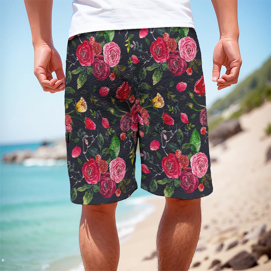 Roses Floral Flower Pattern Print Men's Cargo Shorts