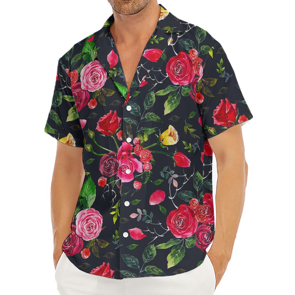 Roses Floral Flower Pattern Print Men's Deep V-Neck Shirt