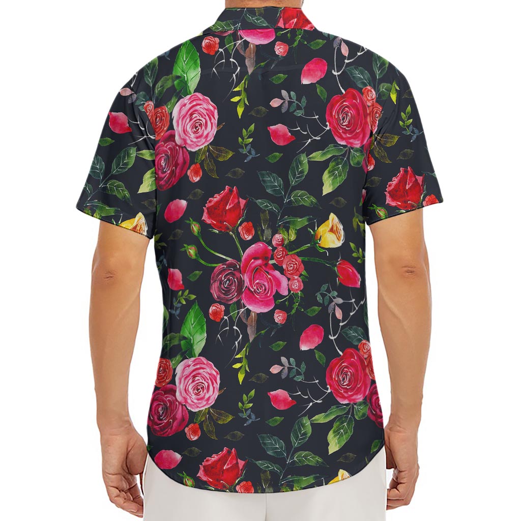 Roses Floral Flower Pattern Print Men's Deep V-Neck Shirt