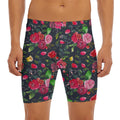 Roses Floral Flower Pattern Print Men's Long Boxer Briefs