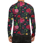 Roses Floral Flower Pattern Print Men's Long Sleeve Rash Guard