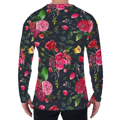 Roses Floral Flower Pattern Print Men's Long Sleeve T-Shirt