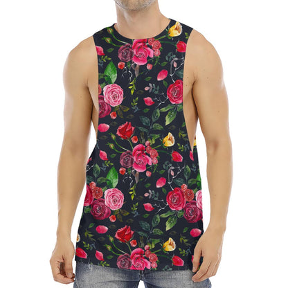 Roses Floral Flower Pattern Print Men's Muscle Tank Top