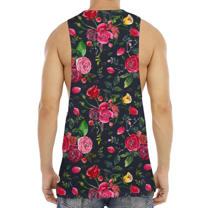 Roses Floral Flower Pattern Print Men's Muscle Tank Top