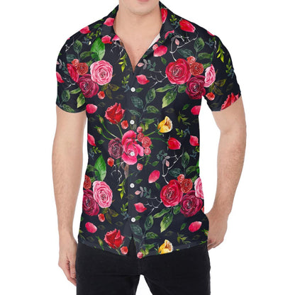 Roses Floral Flower Pattern Print Men's Shirt