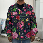 Roses Floral Flower Pattern Print Men's Shirt Jacket