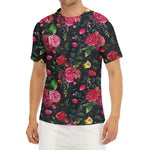Roses Floral Flower Pattern Print Men's Short Sleeve Rash Guard