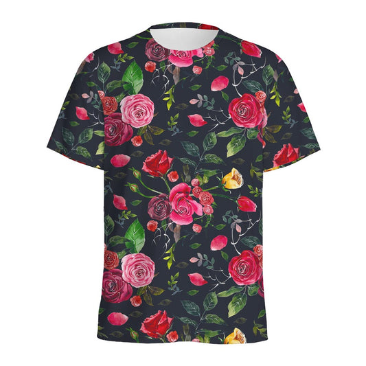 Roses Floral Flower Pattern Print Men's Sports T-Shirt