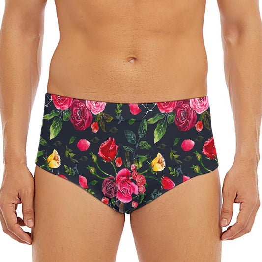 Roses Floral Flower Pattern Print Men's Triangle Swim Briefs