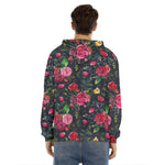Roses Floral Flower Pattern Print Men's Velvet Pullover Hoodie