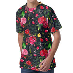 Roses Floral Flower Pattern Print Men's Velvet T-Shirt