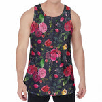 Roses Floral Flower Pattern Print Men's Velvet Tank Top