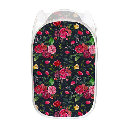 Roses Floral Flower Pattern Print Mesh Laundry Hamper