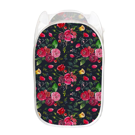 Roses Floral Flower Pattern Print Mesh Laundry Hamper