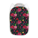 Roses Floral Flower Pattern Print Mesh Laundry Hamper