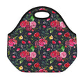 Roses Floral Flower Pattern Print Neoprene Lunch Bag