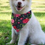 Roses Floral Flower Pattern Print Over The Collar Dog Bandana