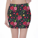 Roses Floral Flower Pattern Print Pencil Mini Skirt