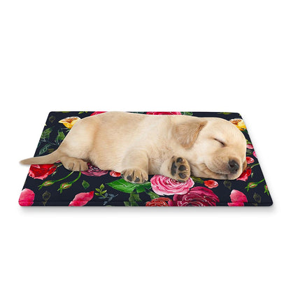 Roses Floral Flower Pattern Print Pet Cooling Mat Cover