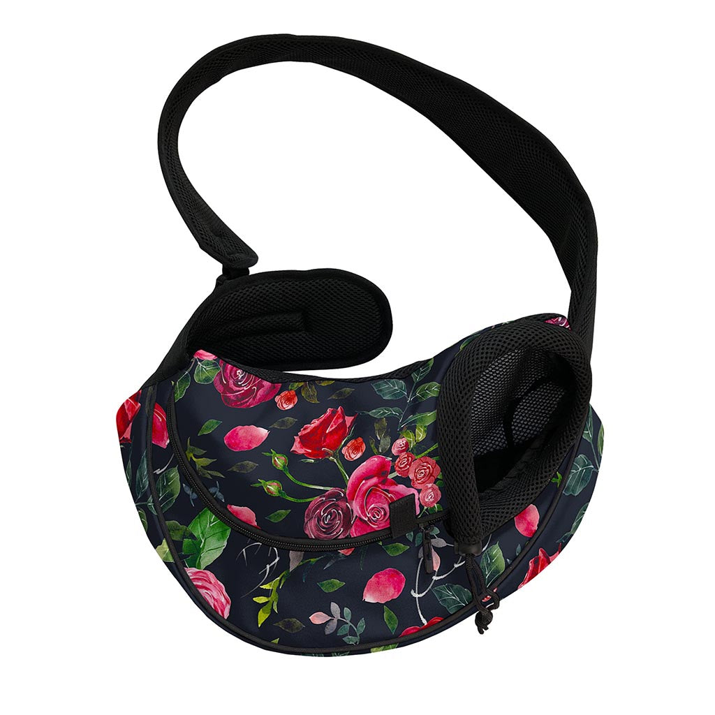 Roses Floral Flower Pattern Print Pet Sling Carrier