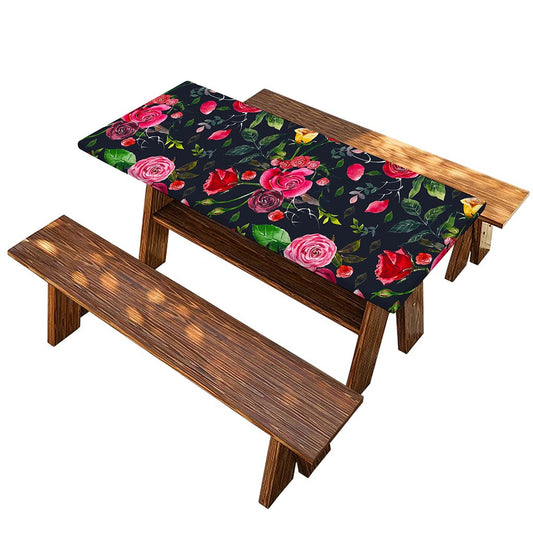 Roses Floral Flower Pattern Print Picnic Table Cover