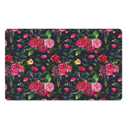 Roses Floral Flower Pattern Print Polyester Doormat