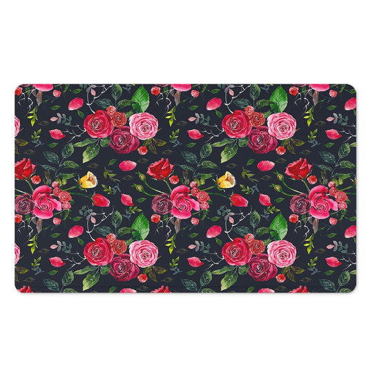 Roses Floral Flower Pattern Print Polyester Doormat