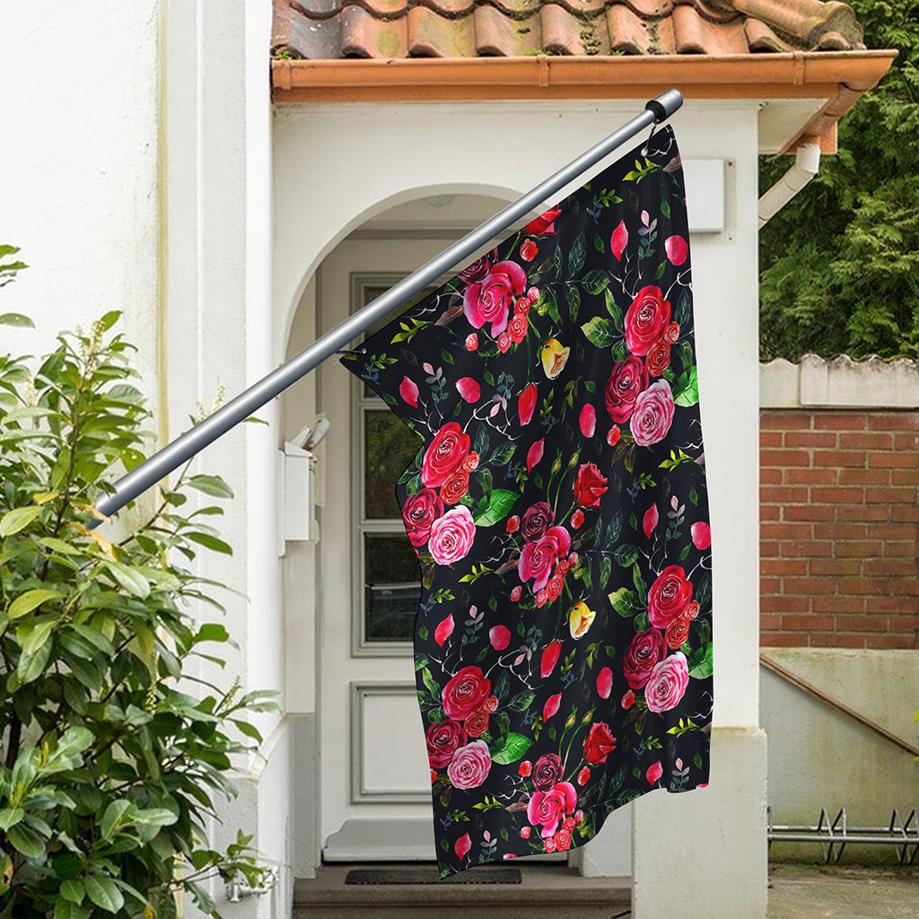 Roses Floral Flower Pattern Print Polyester Flag