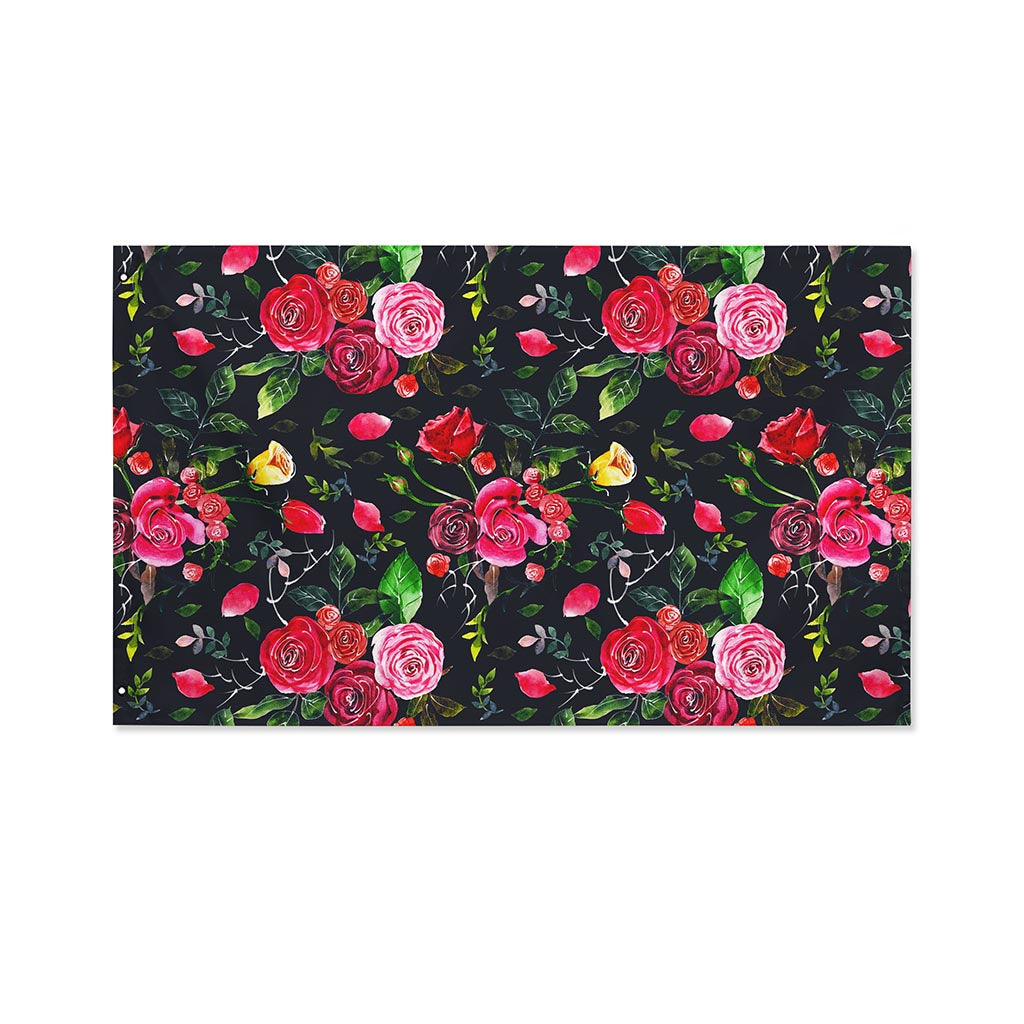 Roses Floral Flower Pattern Print Polyester Flag