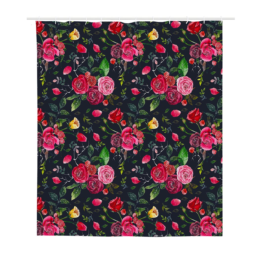 Roses Floral Flower Pattern Print Polyester Shower Curtain
