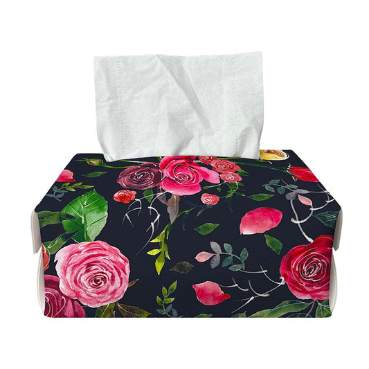 Roses Floral Flower Pattern Print Rectangle Tissue Box Cover