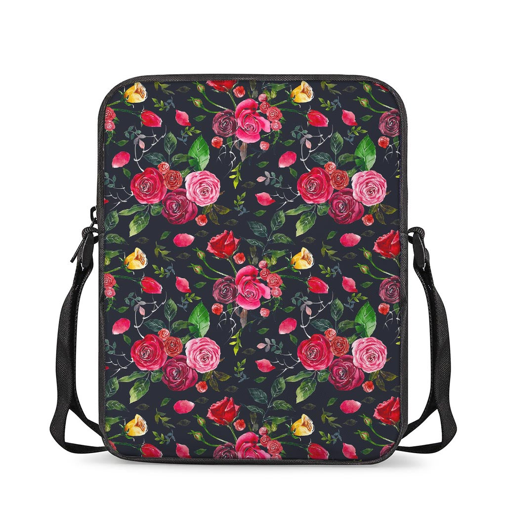 Roses Floral Flower Pattern Print Rectangular Crossbody Bag