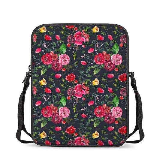 Roses Floral Flower Pattern Print Rectangular Crossbody Bag