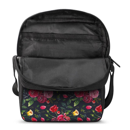 Roses Floral Flower Pattern Print Rectangular Crossbody Bag