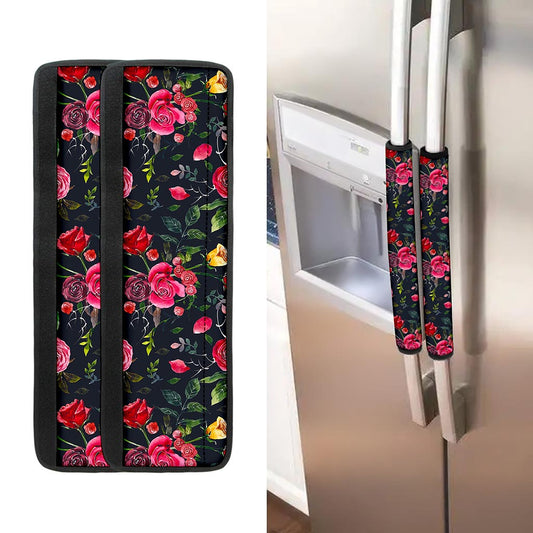 Roses Floral Flower Pattern Print Refrigerator Handle Covers