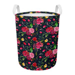 Roses Floral Flower Pattern Print Round Laundry Basket