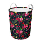 Roses Floral Flower Pattern Print Round Laundry Basket