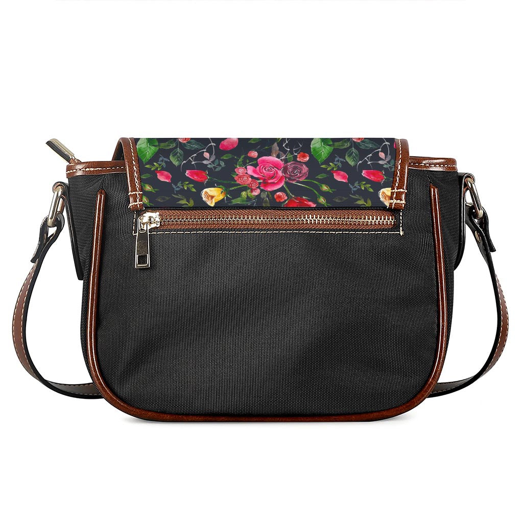 Roses Floral Flower Pattern Print Saddle Bag