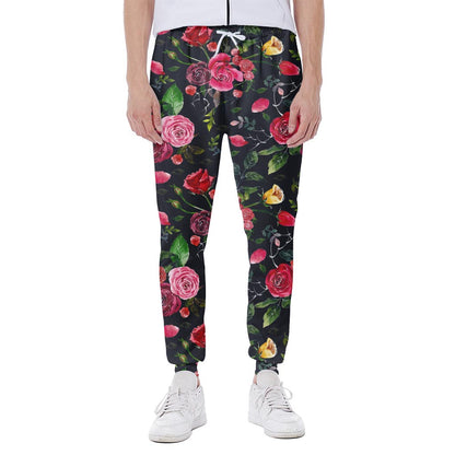 Roses Floral Flower Pattern Print Scuba Joggers
