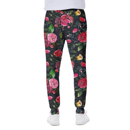 Roses Floral Flower Pattern Print Scuba Joggers