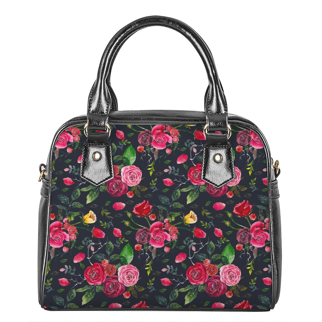 Roses Floral Flower Pattern Print Shoulder Handbag