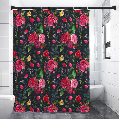 Roses Floral Flower Pattern Print Shower Curtain